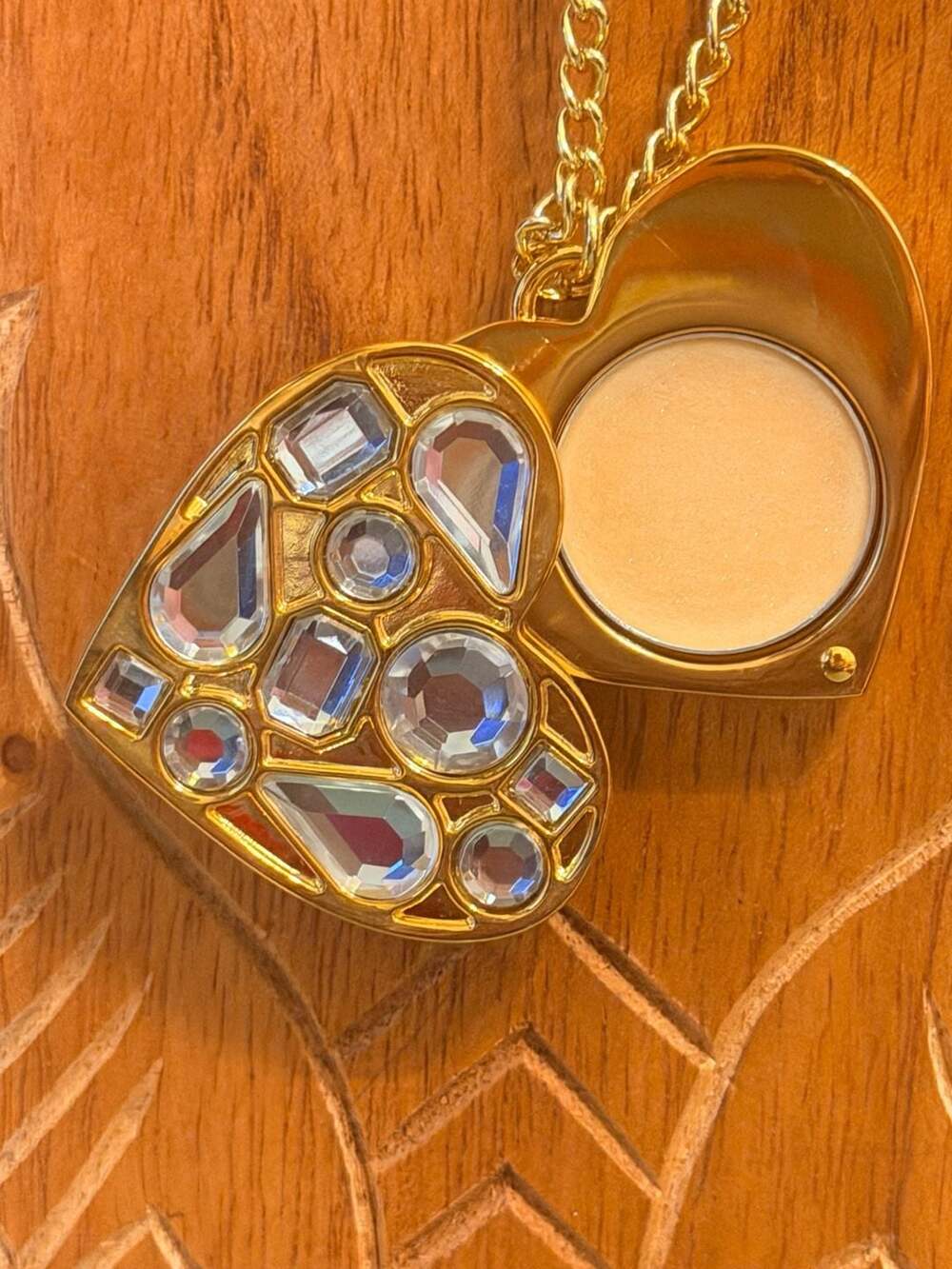 Juicy Couture Viva La Juicy Solid Perfume Heart Locket Rhinestone Necklace